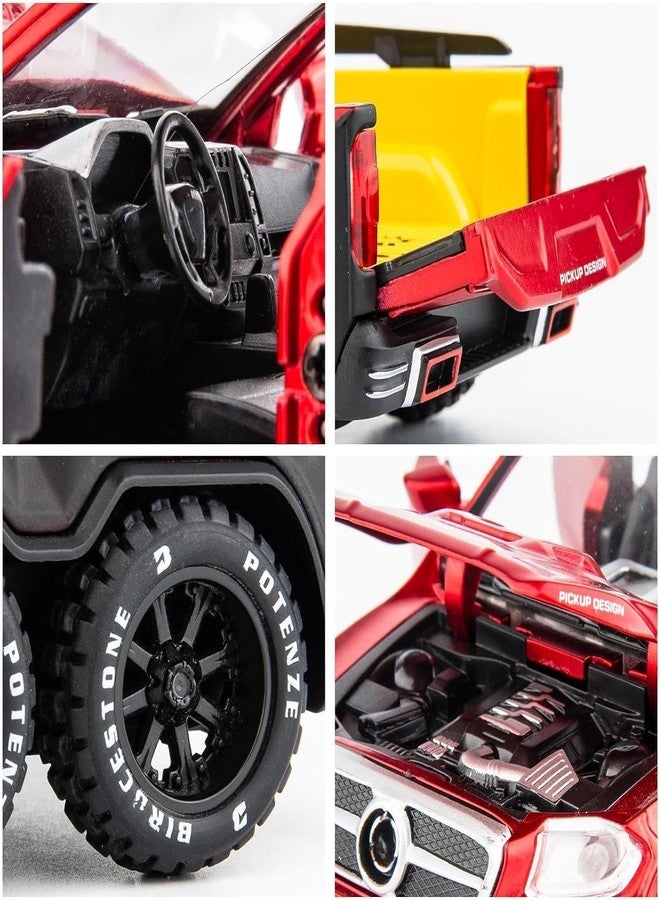 KING FORU Exclusive Alloy Metal Pull Back Die-cast Car Scale Model with Sound Light Mini Auto Toy for Kids Metal Model Toy Car with Sound and Light New Version (AMG*6-6-PICKUP- Multicolor) - Image 5